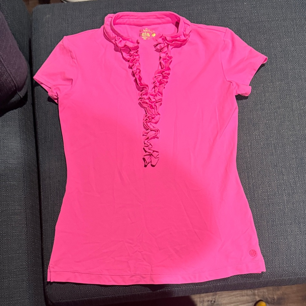 Lilly Pulitzer Vibrant Pink Ruffle Tee